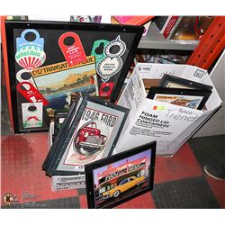 LARGE LOT OF ASSORTED BAR FRAMED PICTURES