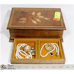 WOODEN JEWELRY BOX (FLOWER INSET DESIGN)