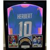 Image 1 : Justin Herbert Signed Chargers 30X34 Framed Jersey Display (Beckett Witnessed)