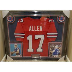 JOSH ALLEN SIGNED 30X36 FRAMED BILLS JERSEY DISPLAY (BECKETT COA)