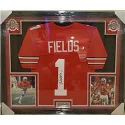 JUSTIN FIELDS SIGNED 30X36 FRAMED BUCKEYES JERSEY DISPLAY (JSA COA)