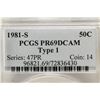Image 3 : 1981-S TYPE I KENNEDY HALF DOLLAR PCGS PR69 DCAM