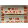 Image 1 : 2-$10 ROLLS OF 2010-P & D HOT SPRINGS QUARTERS BU