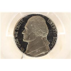 2001-S JEFFERSON NICKEL PCGS PR70 DCAM