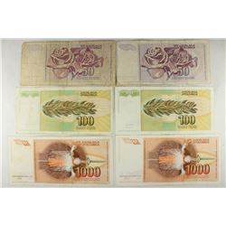 YUGOSLAVIA 2-1990-50 DINARAS, 2-1991-100 DINARAS &