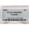 Image 3 : 1940 CANADA ONE CENT PCGS MS65RD
