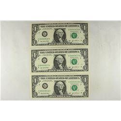 3-2003-A $1 FRN'S LOW CONSECUTIVE SERIAL 'S UNC