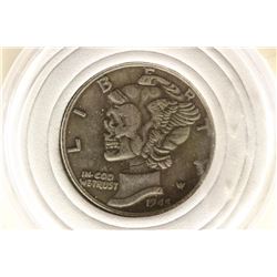 MERCURY DIME CARVED LIKE A HOBO NICKEL