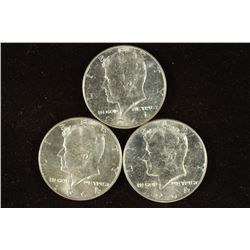 3-1964 90% SILVER KENNEDY HALF DOLLARS BU'S