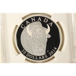 2014 CANADA SILVER $20 THE BISON  A PORTRAIT 