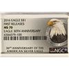 Image 3 : 2016 AMERICAN SILVER EAGLE NGC MS70 1ST RELEASES