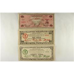3 PIECES WWII PHILIPPINES EMERGENCY CURRENCY