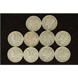 10 ASSORTED 1930'S & 1940'S MERCURY DIMES