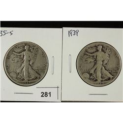 1935-S & 1939 WALKING LIBERTY HALF DOLLARS