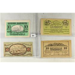 4 ASSORTED GERMAN NOTGELDS 2-10 & 2-20 HELLERS