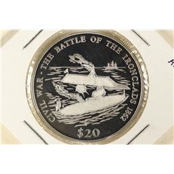 2000 LIBERIA SILVER PROOF $20 THE BATTLE OF THE