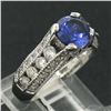 Image 2 : 14k White Gold 2.50 ctw FINE Tanzanite Solitaire Round Diamond Open Milgrain Rin