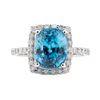 Image 2 : 8.07 ctw Blue Zircon and Diamond Ring - 14KT White Gold