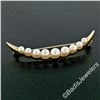 Image 2 : 14kt Yellow Gold Graduated Round Cultured Pearl Polished Crescent Brooch