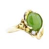 Image 1 : 0.05 ctw Diamond and Jade Ring - 14-24KT Yellow Gold