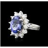 Image 1 : 14KT White Gold 6.57 ctw Tanzanite and Diamond Ring