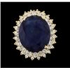 Image 2 : 19.72 ctw Sapphire and Diamond Ring - 14KT Yellow Gold