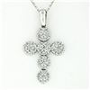 Image 1 : New 14kt White Gold 0.85 ctw Ideal Cut Diamond Multi Circle Cluster Cross Pendan