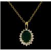 Image 2 : 4.38 ctw Emerald and Diamond Pendant With Chain - 14KT Yellow Gold