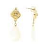 Image 2 : 0.04 ctw Diamond and Mother of Pearl Dangle Earrings - 14KT Yellow Gold