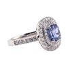 Image 2 : 3.10 ctw Sapphire and Diamond Ring - Platinum