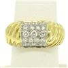 Image 1 : Estate 18k Yellow Gold E VVS2 1.01 ctw Pave Set Diamond Scalloped Ribbed Ring