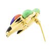 Image 2 : 0.12 ctw Diamond and Multi-Colored Gemstone Lovebird Pin - 14KT Yellow Gold