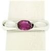 Image 2 : 14K White Gold 0.62 ctw Oval Burnish Set Light Burgundy Ruby Solitaire Band Ring