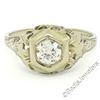 Image 1 : Antique Art Deco 18kt White Gold 0.42 ctw European Diamond Filigree Ring
