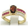 Image 2 : 14kt Yellow Gold 1.58 ctw Garnet, Ruby, and Diamond Ring