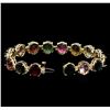 Image 3 : 35.00 ctw Multi-Color Tourmaline and Diamond Bracelet - 14KT Yellow Gold