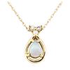 Image 2 : 0.58 ctw Opal and Diamond Pendant with Chain - 14KT Yellow Gold