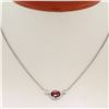 Image 3 : New 18kt White Gold 1.13 ctw GIA Pink Sapphire and Diamond Pendant Necklace