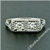 Image 1 : Vintage Platinum 0.52 ctw Dual Transitional Cut Diamond Hand Engraved Band Ring