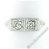 Image 4 : Vintage Platinum 0.52 ctw Dual Transitional Cut Diamond Hand Engraved Band Ring