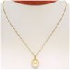 Image 1 : 18kt Yellow Gold 10.45mm Pearl and Diamond Solitaire Pendant Necklace