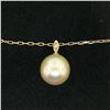 Image 3 : 18kt Yellow Gold 10.45mm Pearl and Diamond Solitaire Pendant Necklace