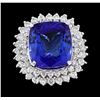 Image 2 : 18.07 ctw Tanzanite and Diamond Ring - 14KT White Gold