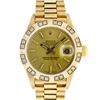 Image 2 : Rolex Ladies 18K Yellow Diamond And Champagne Index President Wristwatch