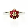 Image 1 : 14kt Two Tone Gold 1.05 ctw Round Brilliant Ruby & Diamond Flower Cluster Ring