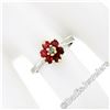 Image 3 : 14kt Two Tone Gold 1.05 ctw Round Brilliant Ruby & Diamond Flower Cluster Ring