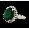 Image 1 : 7.42 ctw Emerald and Diamond Ring - 14KT White Gold