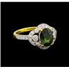 Image 1 : 2.45 ctw Green Sapphire and Diamond Ring - 18KT Yellow Gold