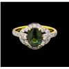 Image 2 : 2.45 ctw Green Sapphire and Diamond Ring - 18KT Yellow Gold