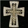 Image 2 : 14k Two Tone Gold 1.00 ctw Champagne & White Diamond Petite Cross Slide Pendant